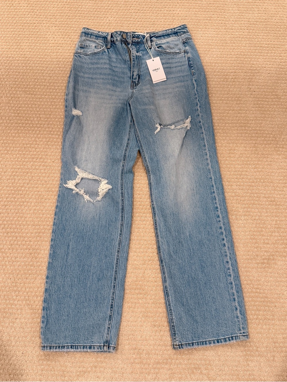 Vero Moda Light Blue Distressed Straight-Leg Jeans